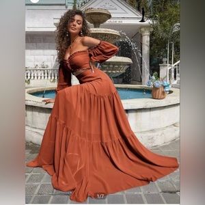 Rust long sleeve dress